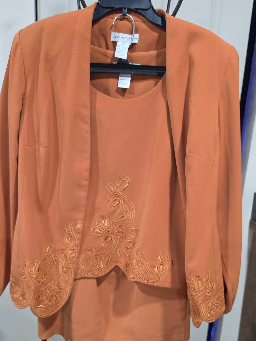 Justin Taylor Women's Terracotta Embroidered Jacket, shirt & Shell
